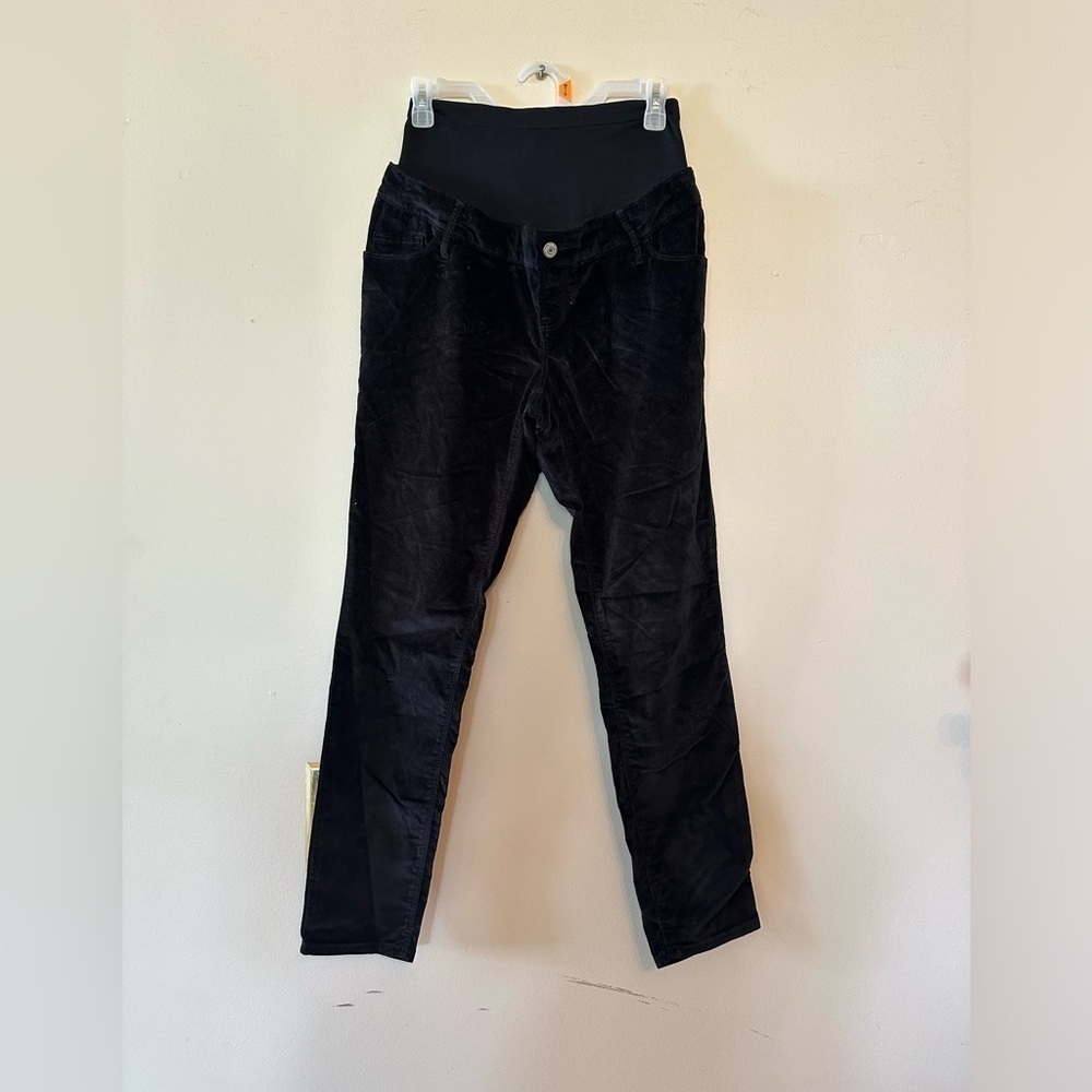 Womens Old Navy velour rockstar super skinny maternity black pants 10 NWOT